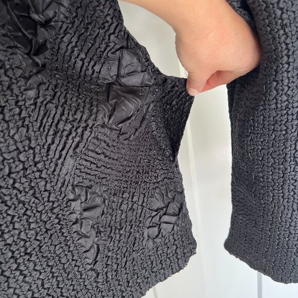 Coldwater Creek Jacket Womens Large Black Floral Reversible Collared Button Up - Picture 6 of 10